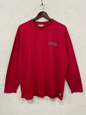 Vintage 90s BOCA Authentic Mock Neck Waffle Long Sleeve Shirt, Size L, Red